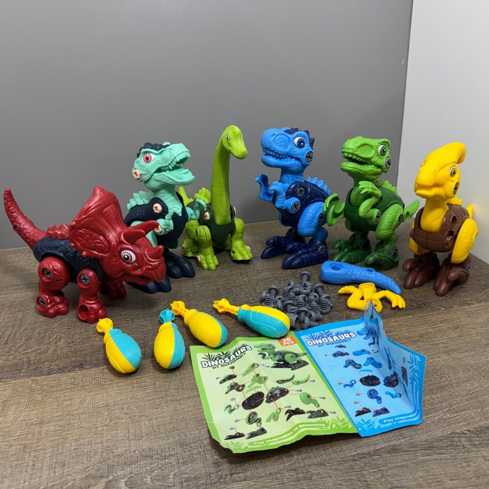 6-Pack Take-Apart Dinosaur STEM Toys Set Kid Construction Lot with Tools